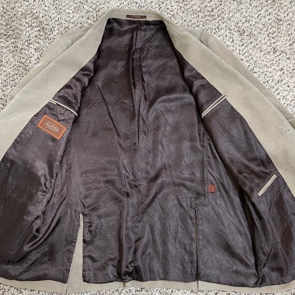 Tasso Elba Brown Corduroy Safari Blazer Jacket Tan Elbow Patches XL - Picture 6 of 12